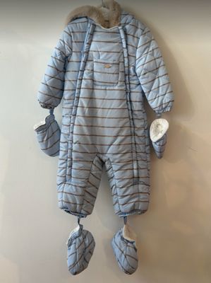 Blue Striped Baby Snowsuit