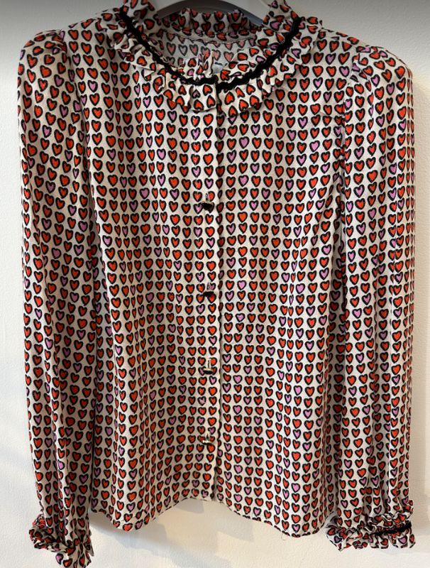 Abel & Lula Glitter Heart Button-up Blouse