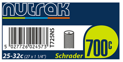 Nutrak 700 x 25 - 32C (27 x 1-1/4 inch) Schrader inner tube
