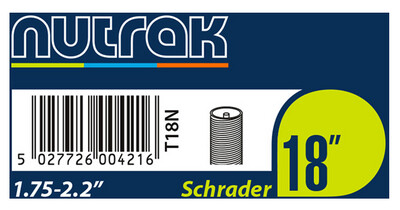 Nutrak 18 x 1.75 - 2.125 inch Schrader inner tube