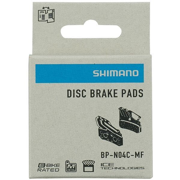 Shimano N04C-MF disc pads and spring, metal sintered, alloy/stainless back, cooling fins