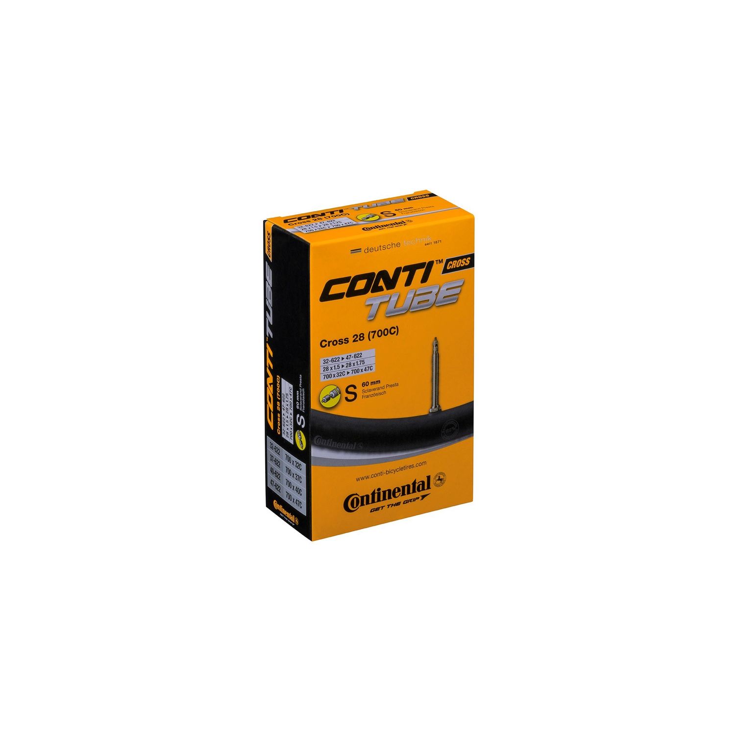 Continental cross inner tube, Size: 60mm valve