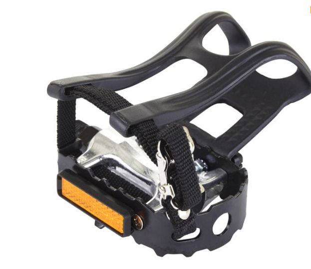 Essential Alloy pedals including toe clips and straps