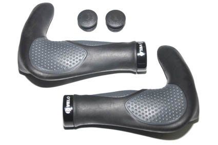Velo Ergonomic Grips with Bar Ends – Black/Grey (Pair)