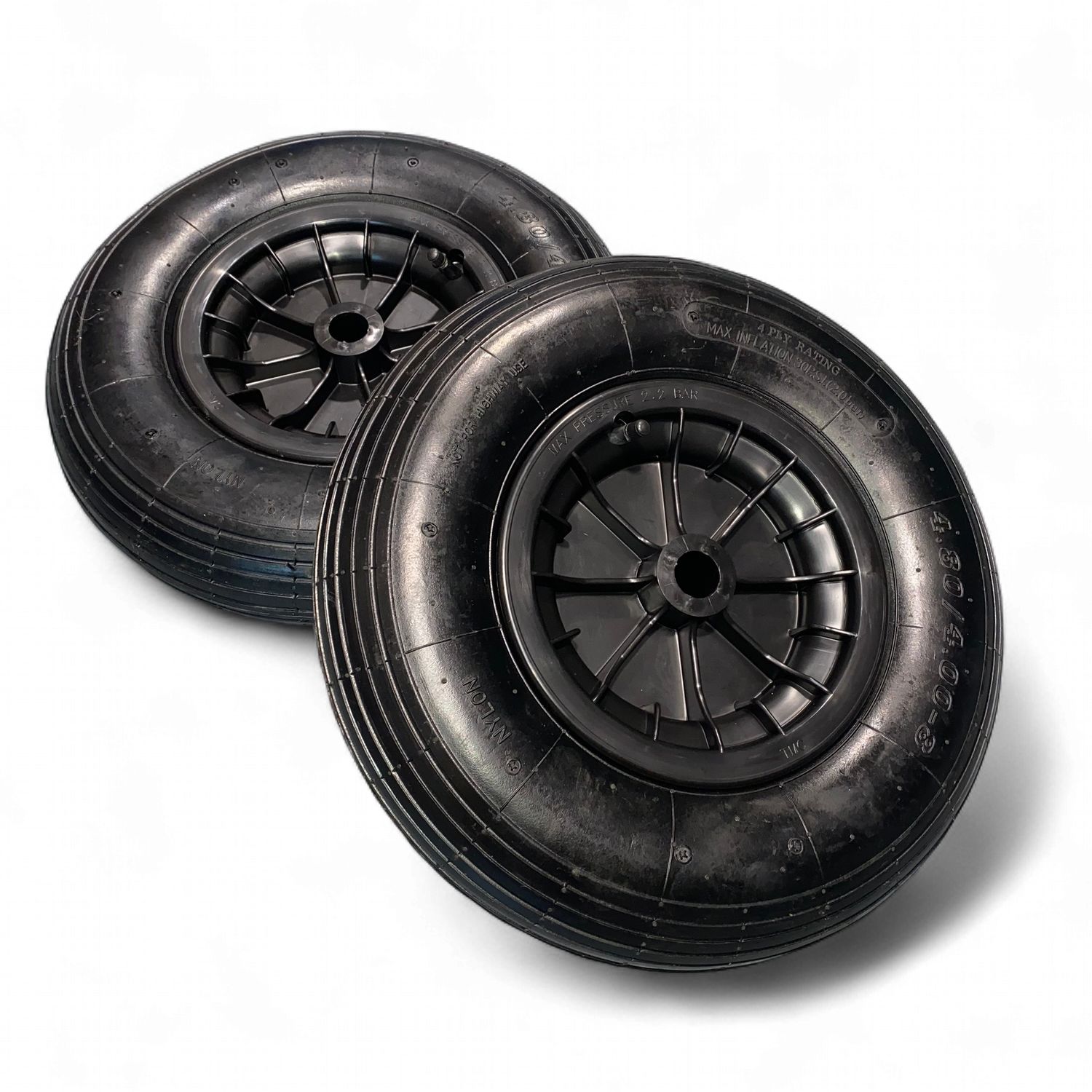 Pair - Pneumatic Tyre Wheel with Plastic Centre