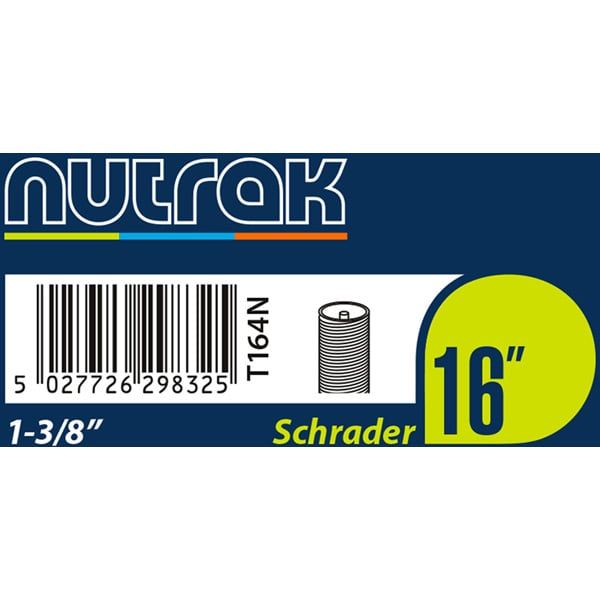 Nutrak 16 inch Schrader inner tube, Size: 16 x 1 3/8th inch