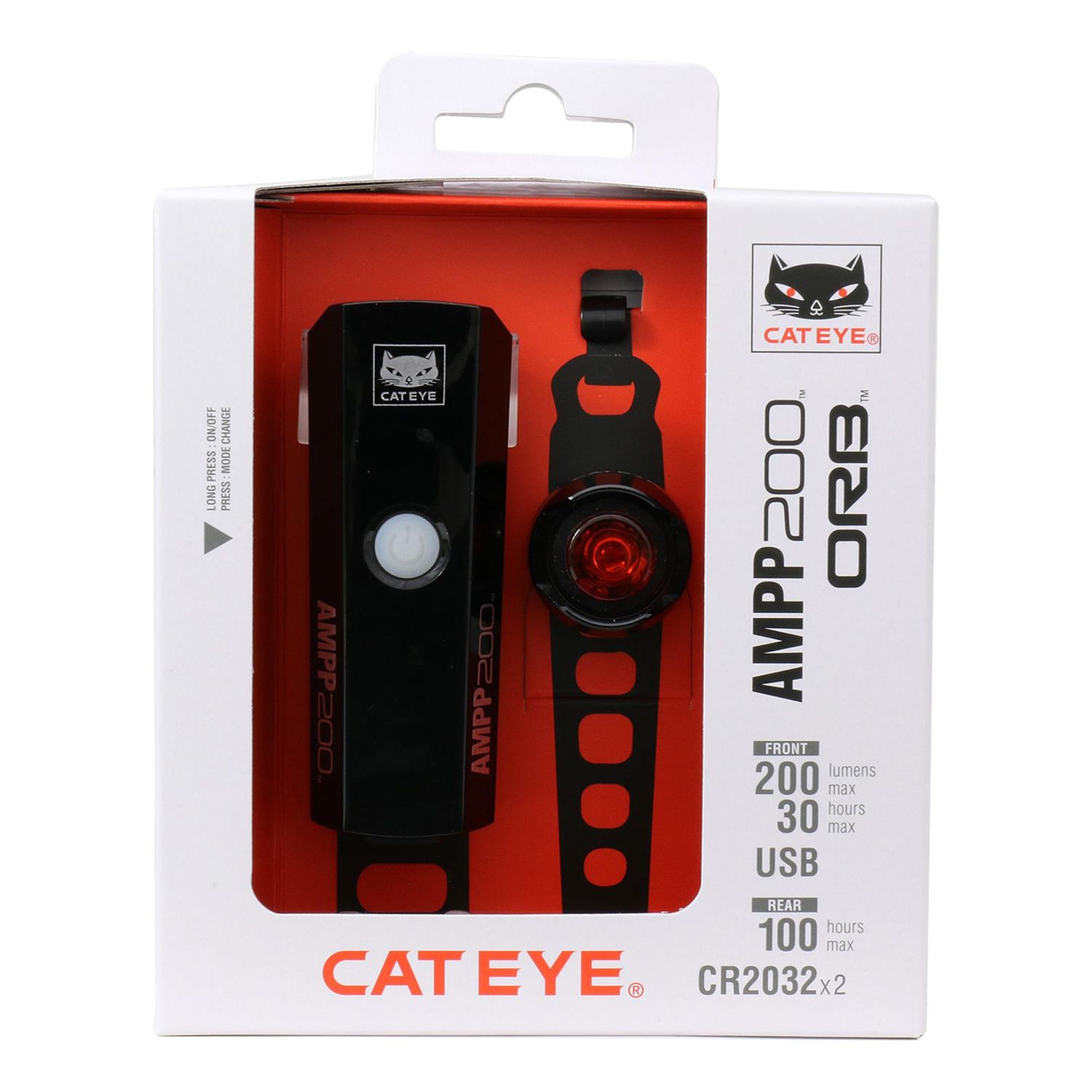 Cateye Ampp 200 II/Orb RC II Bike Light Set