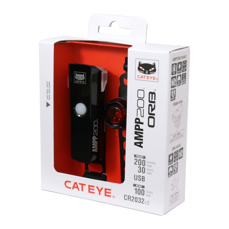 Cateye Ampp 200 II/Orb RC II Bike Light Set