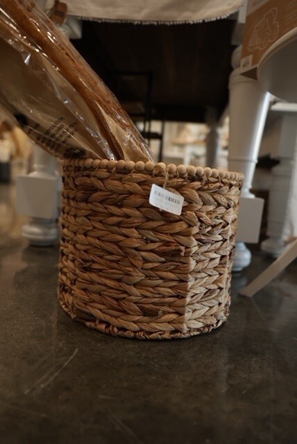 Hyacinth Beaded Basket, Size: S