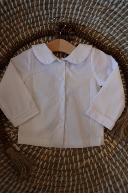LS Boys White Peter Pan Collar Shirt, Size: 6M