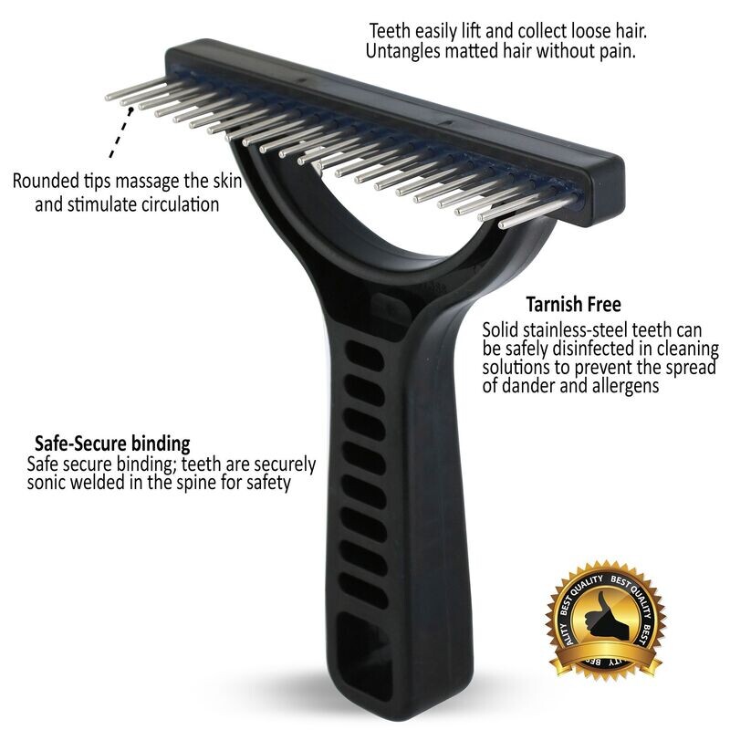 Extra Long Pet Grooming Shedding Rake -1¼ Inch