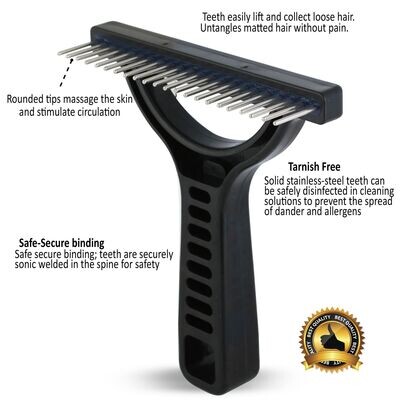 Extra Long Pet Grooming Shedding Rake -1¼ Inch