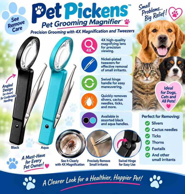 Pet Picken SLANTED Magnifier &amp; Tweezers