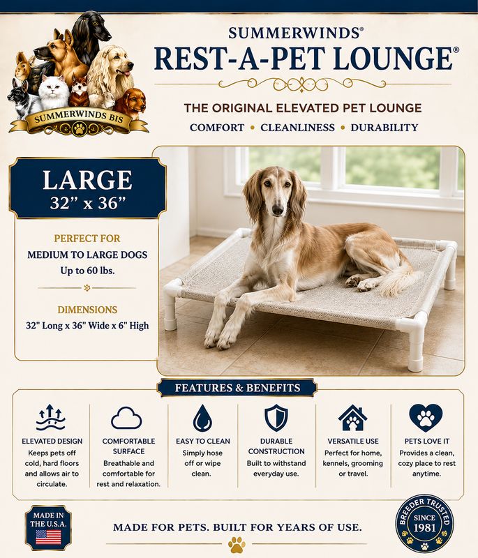 SummerWinds® Rest-A-Pet Complete Lounge - LARGE- 32"X36" Textylene Fabric