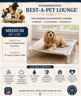 SummerWinds® Rest-A-Pet Complete Lounge - MEDIUM 24"x32" Textylene Fabric