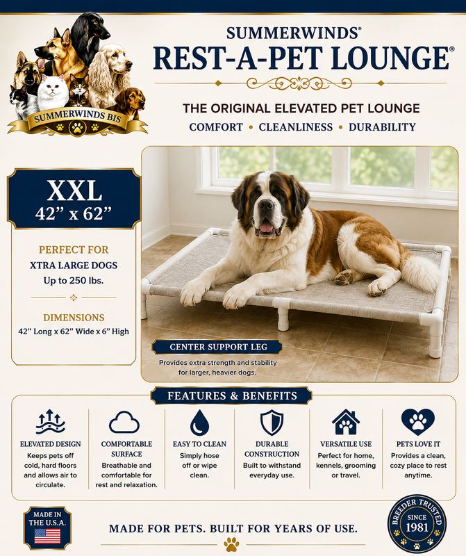 SummerWinds® Rest-A-Pet Complete Lounge - XXL  40"x62" Textylene Fabric