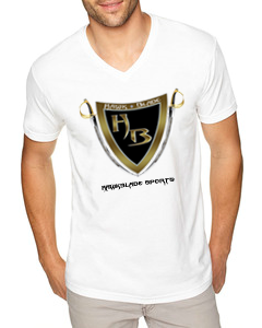 Men&#39;s White V-Neck T-shirt/BG