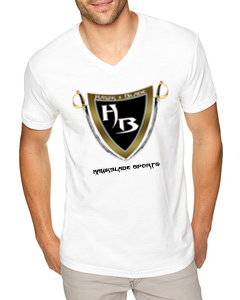 Men&#39;s White V-Neck T-shirt/WBG
