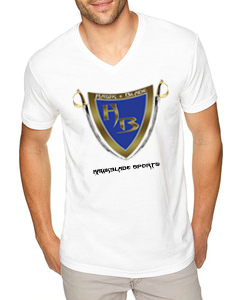 Men&#39;s White V-Neck T-shirt/Blue-G