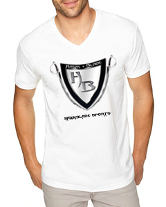 Men&#39;s White V-Neck T-shirt/SB