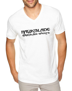 Men&#39;s White V-Neck T-shirt/Text/Black