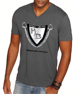 Men&#39;s Gray V-Neck T-Shirt/ Hawkblade