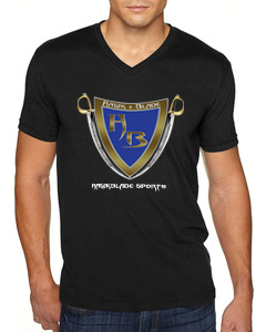 Men&#39;s Black Tee/V Neck - Blue-Gold