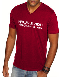 Burgundy V-Neck T-Shirt/HB Text/White