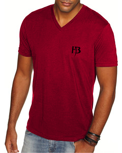 Burgundy V-Neck T-Shirt/HB Black/Small