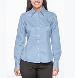 Women&#39;s Blue Dress Shirt/HB-White