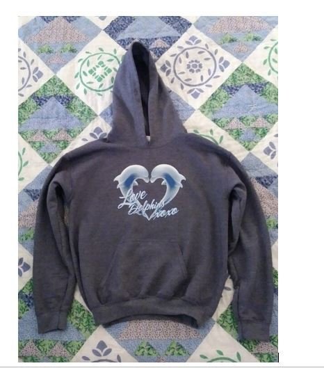 Gray Hoodie / Blue Dolphin Love