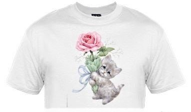 Kitten Holding Rose Tee