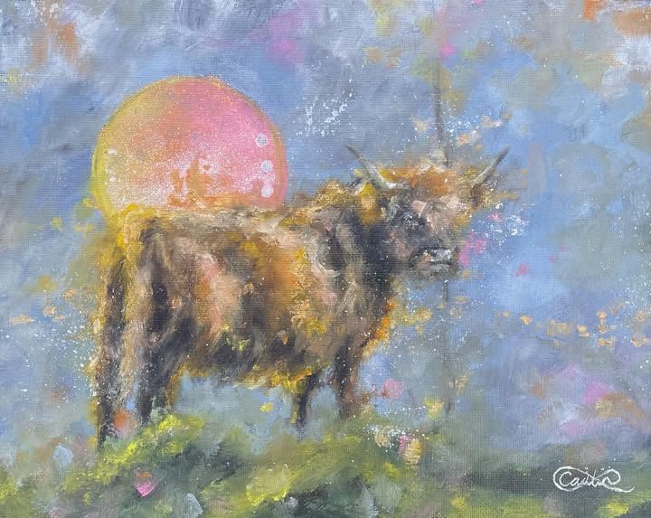 Highland Cow Original Oil Painting
