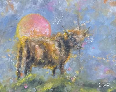 Highland Cow Original Oil Painting