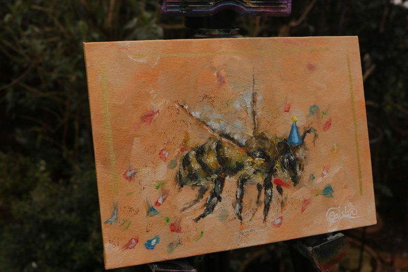 Party Bee Original Oil Painting
