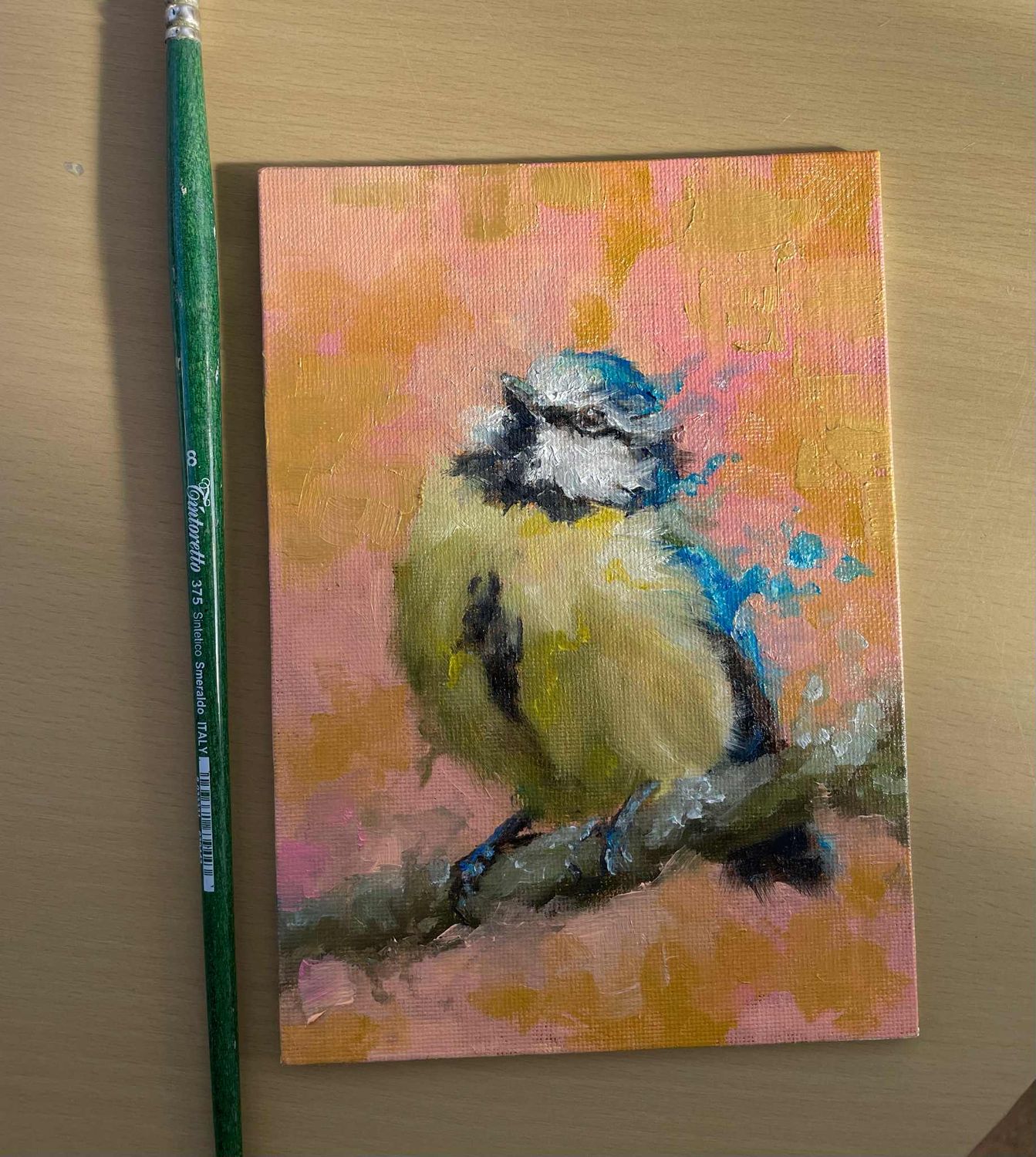 Blue Tit Original Oil Painting