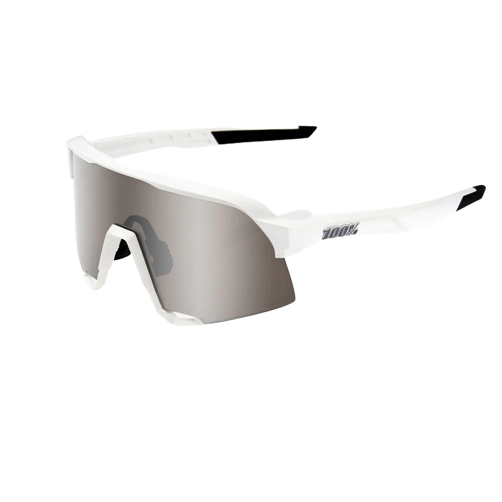 100% S3 Sunglasses, Color: Matte White / HiPER Silver Mirror lense