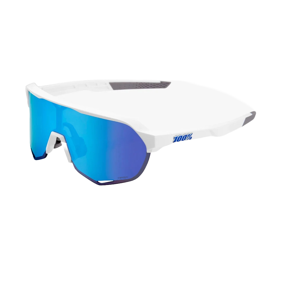 100% S2 Sunglasses, Color: Matte White / HiPER Blue Multilayer Lens