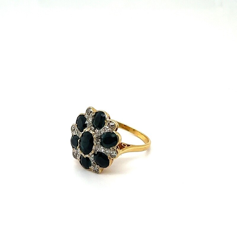 Sapphire and Diamond flower style ring