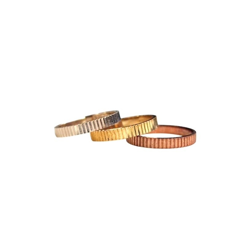 9ct Yellow gold tri colour stacking rings set