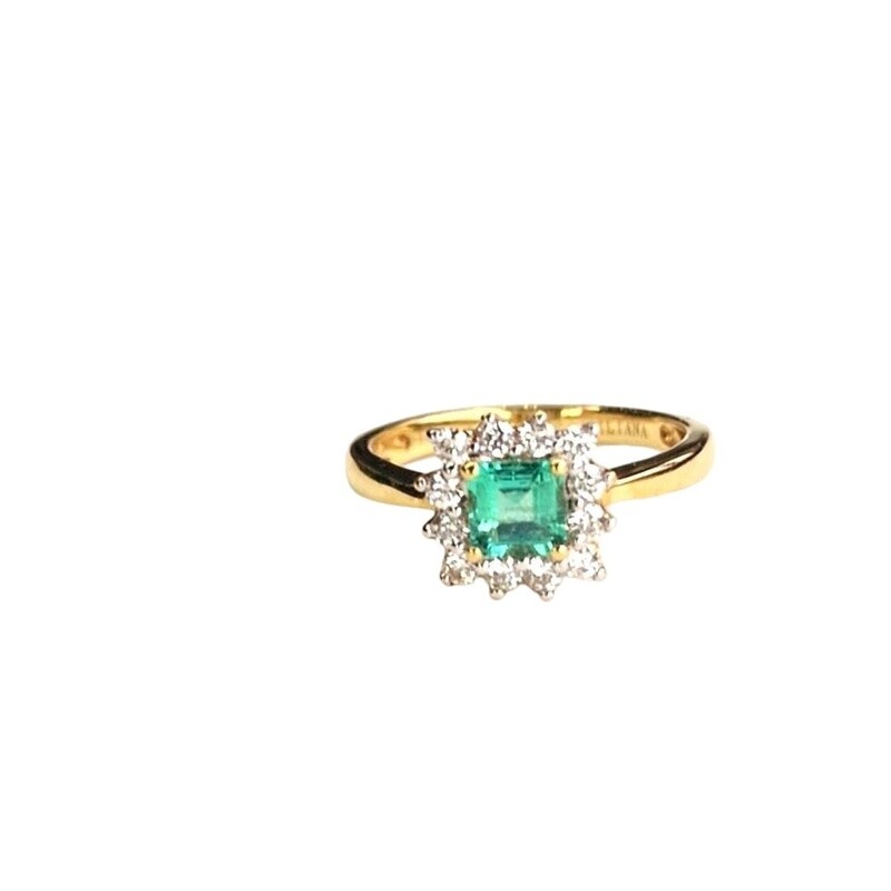 18ct Yellow gold Diamond and Amethyst ring