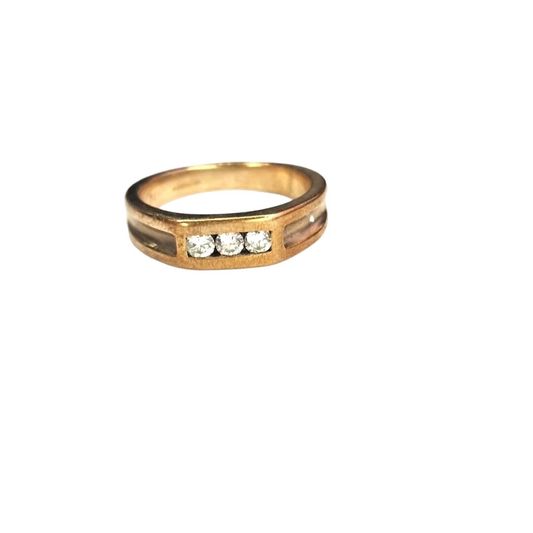 9ct Yellow gold 3 Diamond set  ring