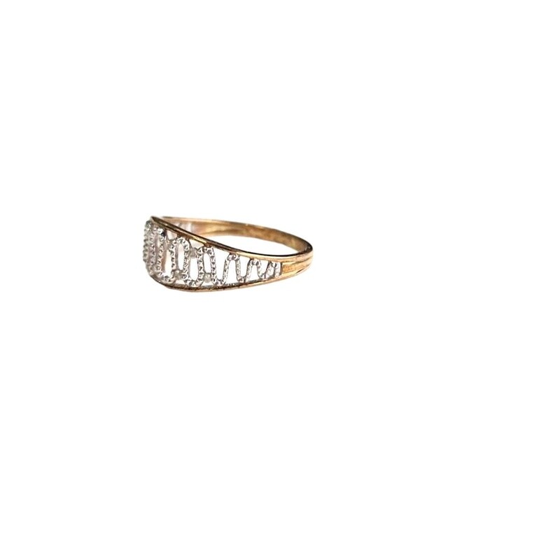 9ct yellow and white gold diamond swirl ring