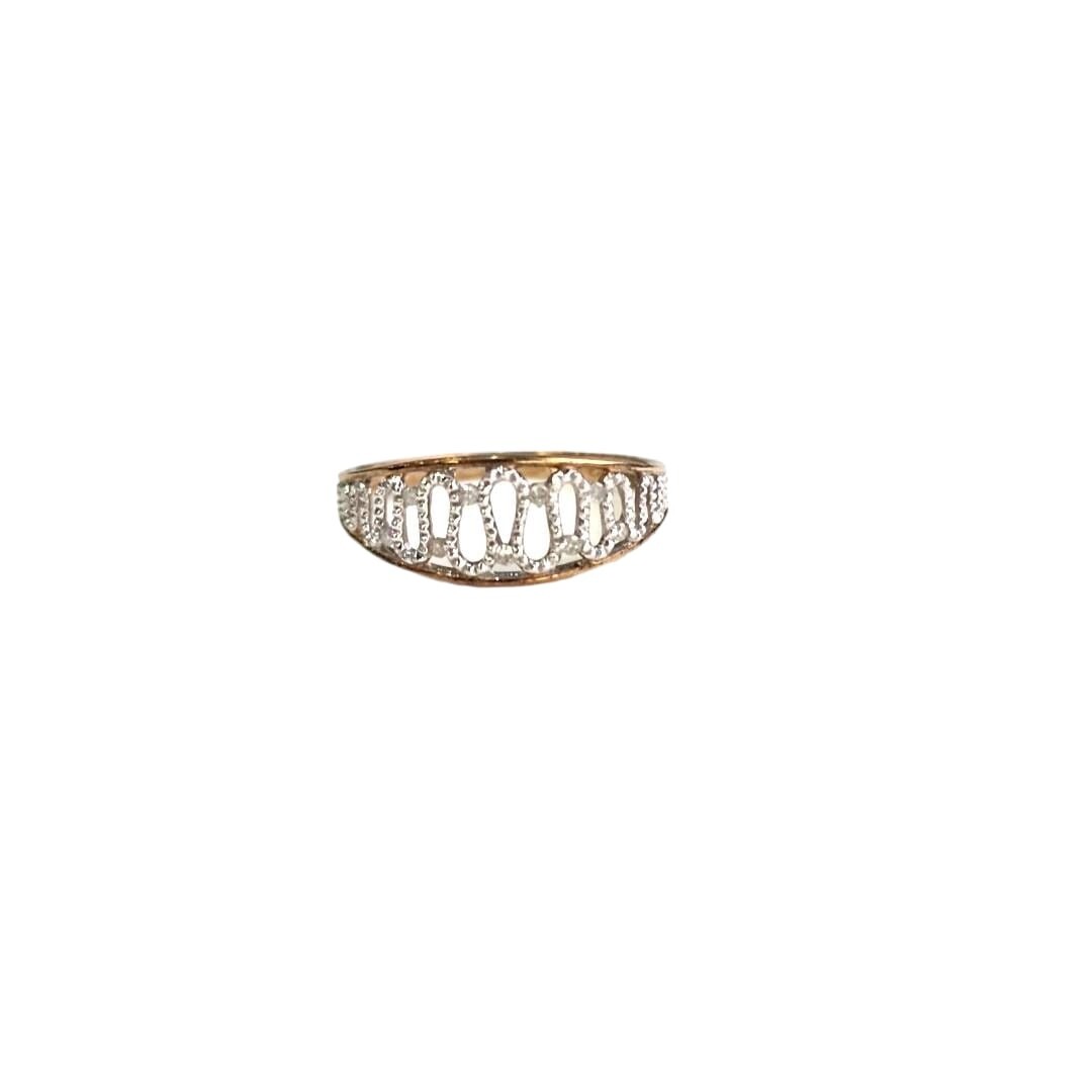 9ct yellow and white gold diamond swirl ring