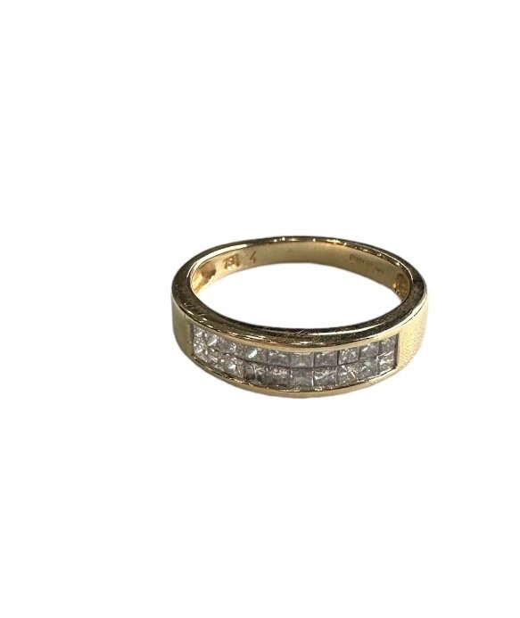 18ct yellow gold 2 row Half eternity diamond ring