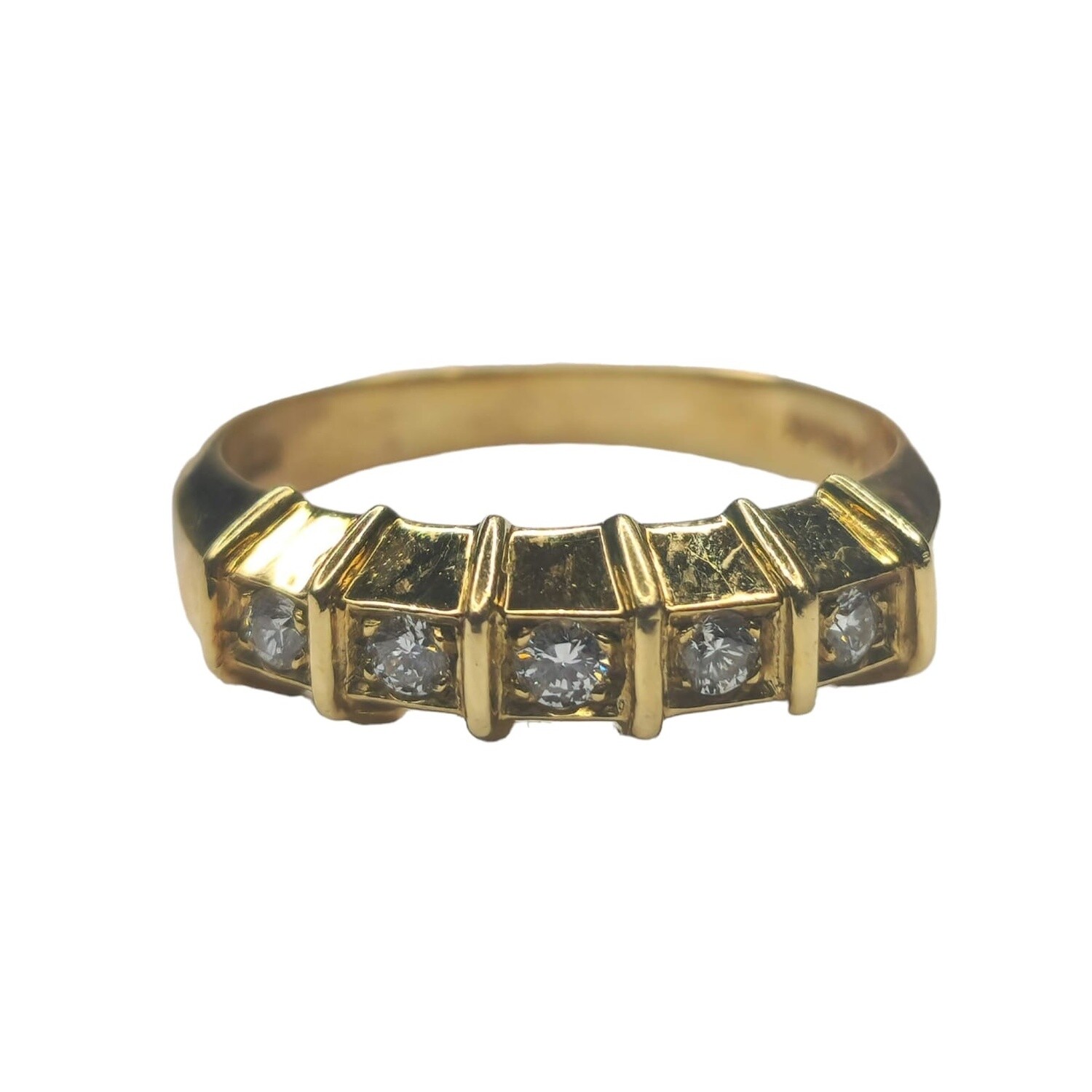 18ct yellow gold channel half eternity set diamond ring