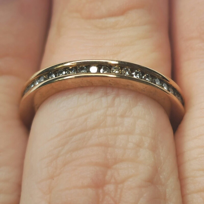 9ct yellow gold full diamond eternity ring