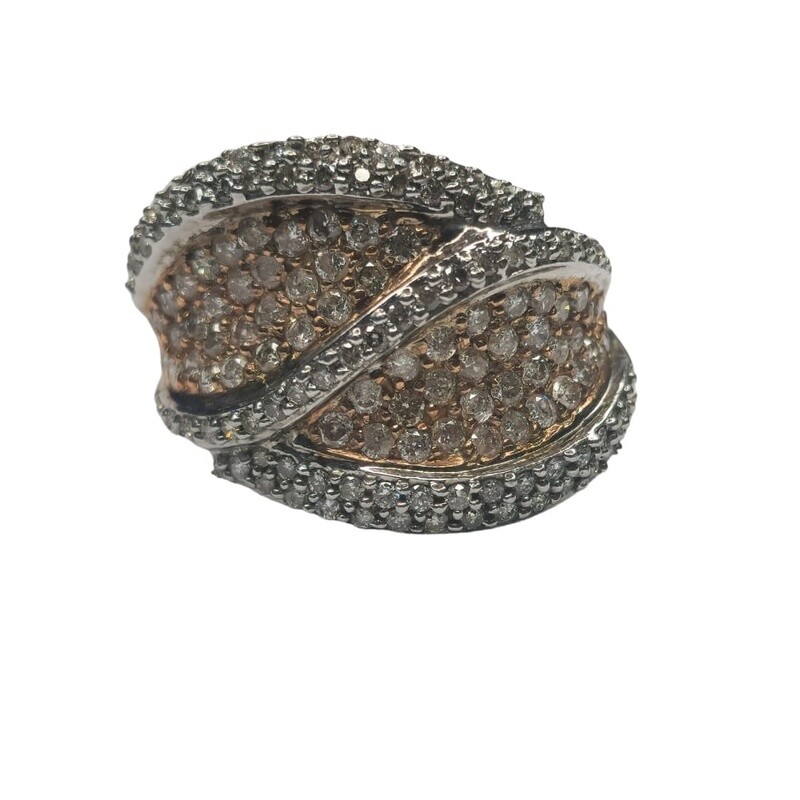 9ct white and rose gold diamond cluster ring