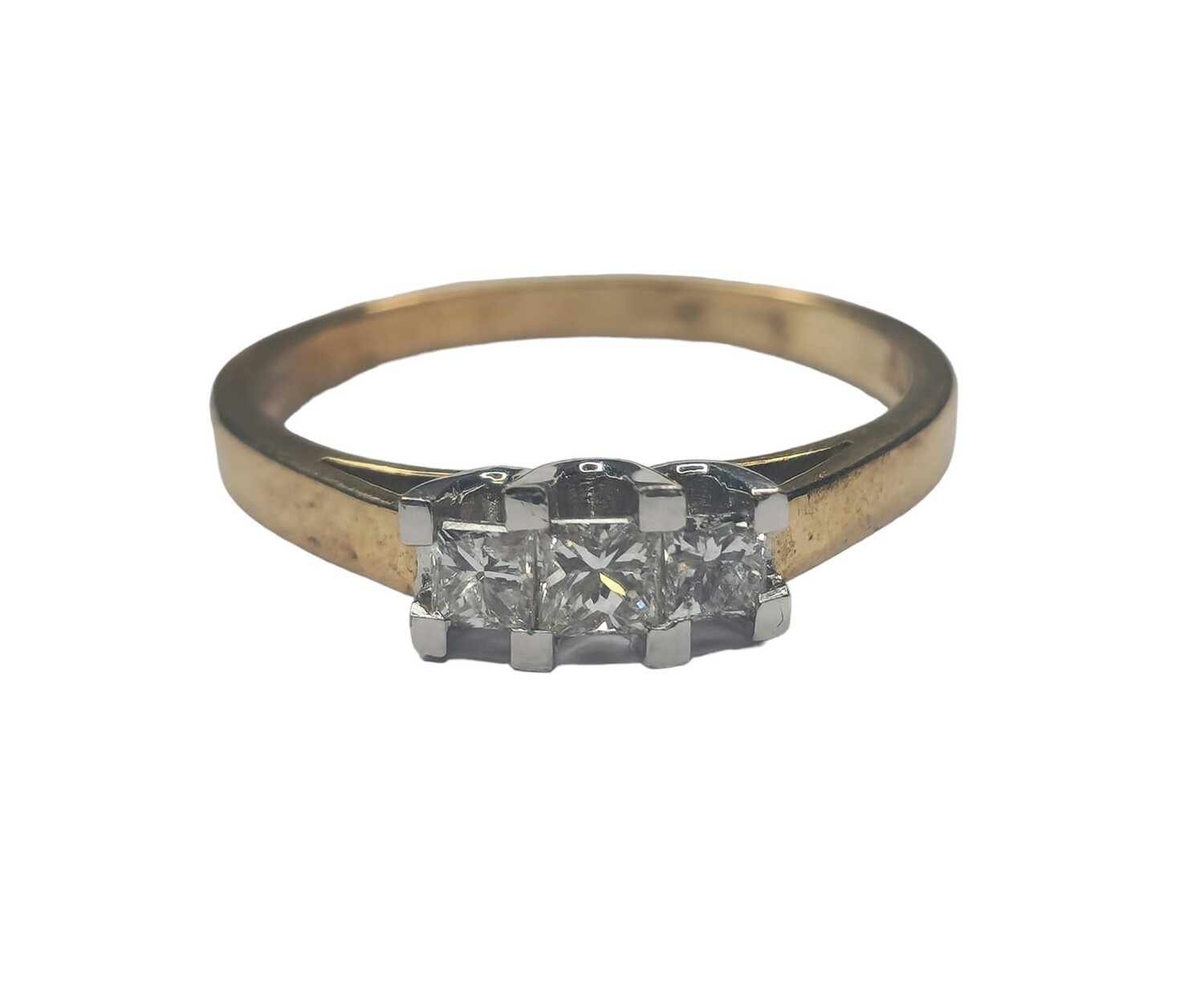 9ct yellow and white gold 3 diamond set ring