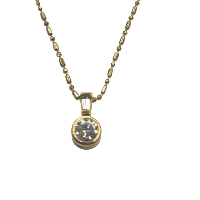 18ct yellow gold diamond single set necklace and pendent